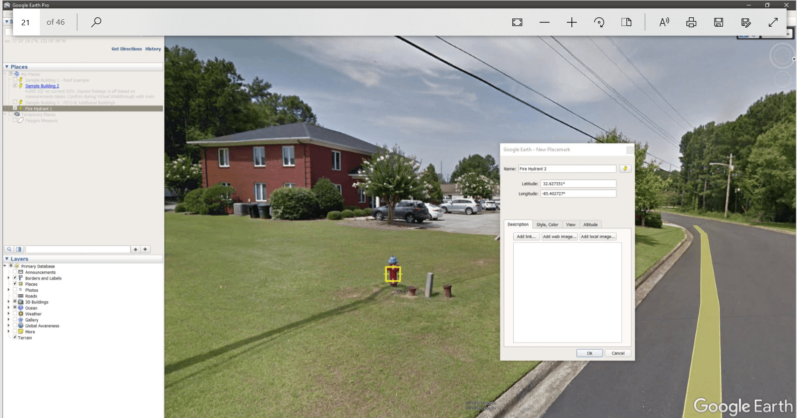 calculate distance to a fire hydrant