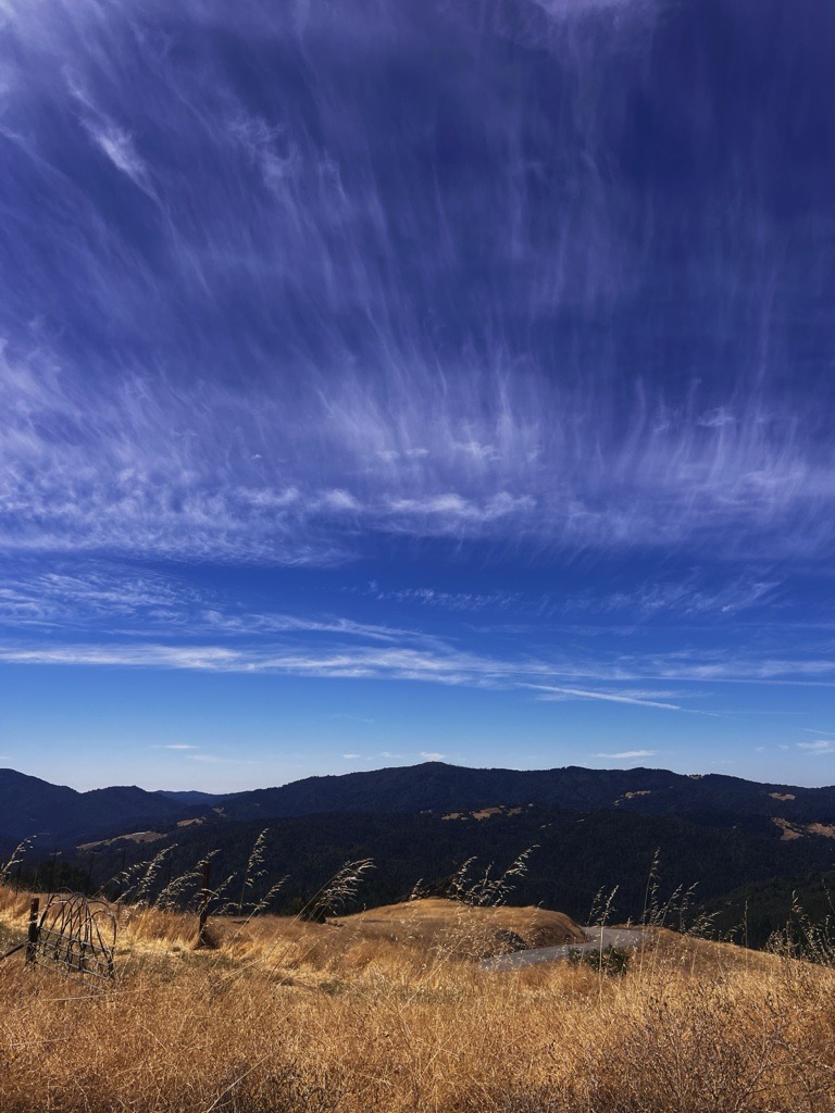 on the road in California, a view of the mountains